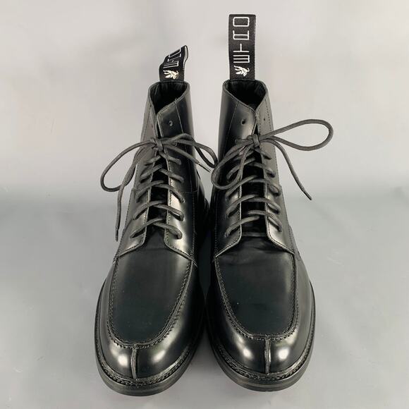 ETRO Size 12 Black Leather Pixel Art Lace-Up Boots main image 6